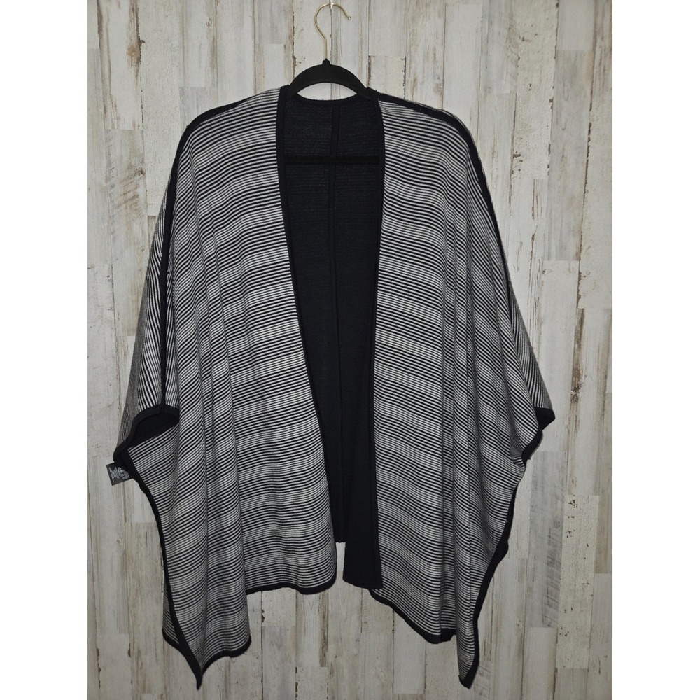 Tory Burch Wrap Shawl Blanket Rectangle Open Cape Reversible Cardigan Sweater OS